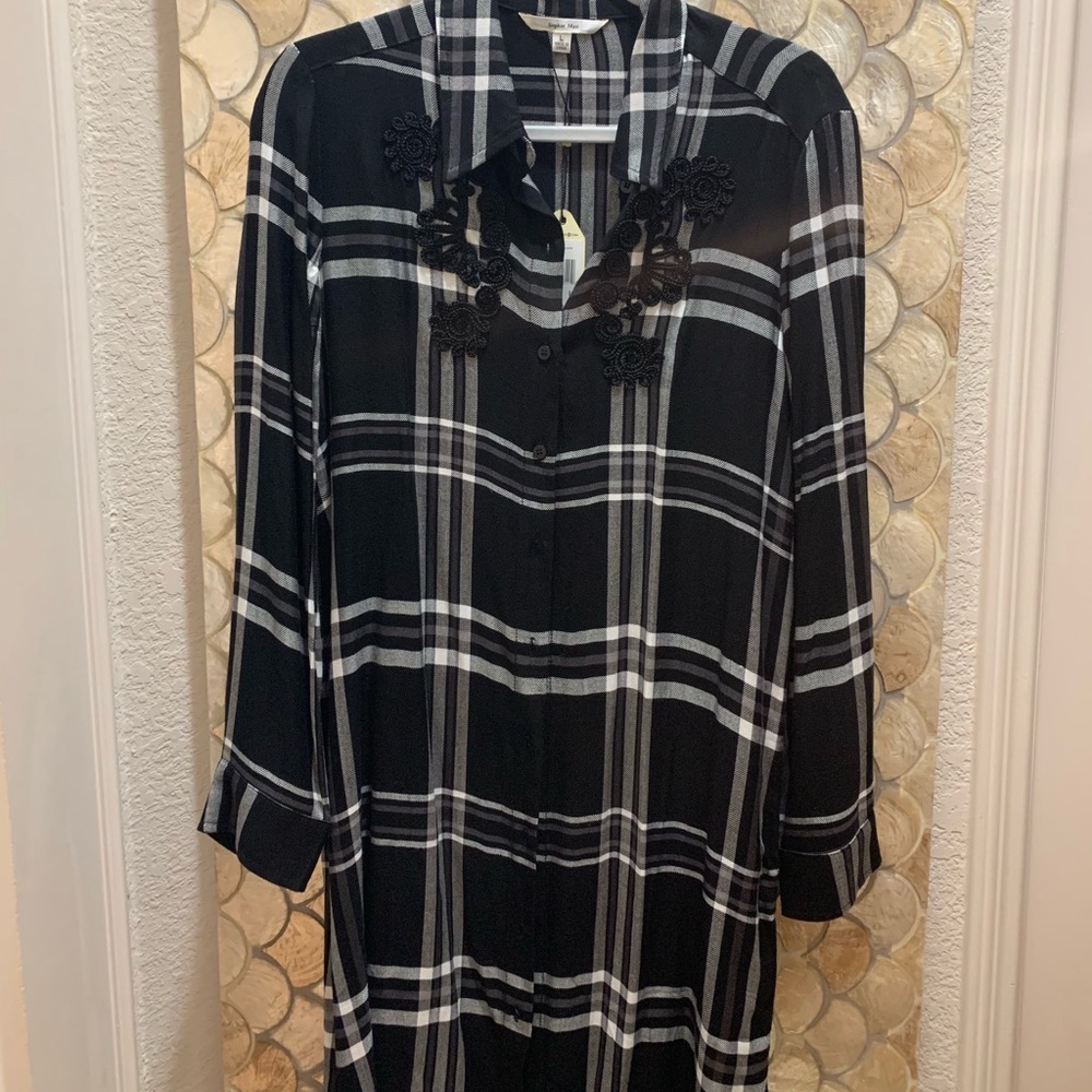 Max Studio Women's Plaid Print Button Shirt Dress